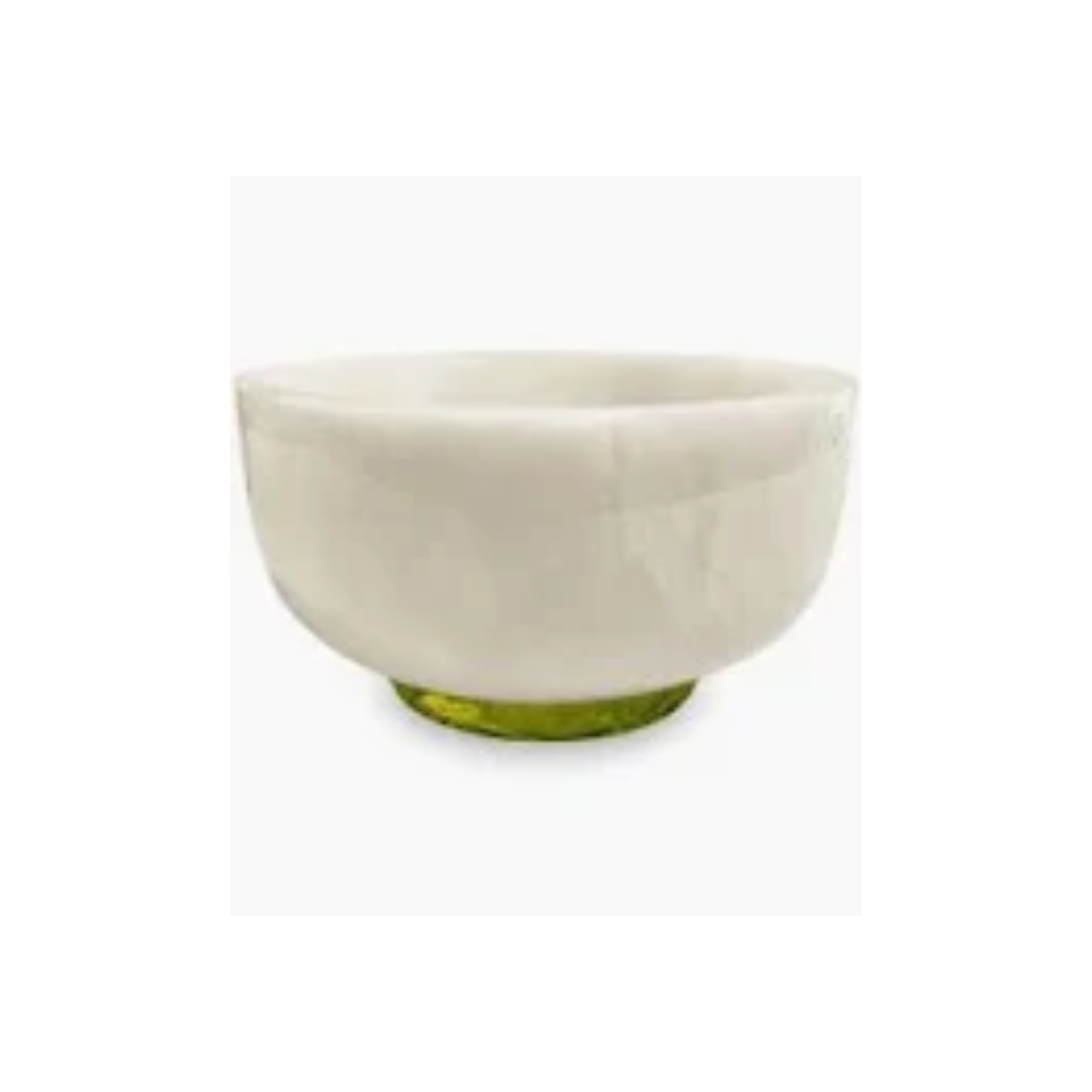 RESIN Rio Large Bowl with Base (White and Green)