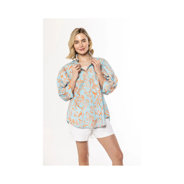 Laura Garden Toile Blue Top