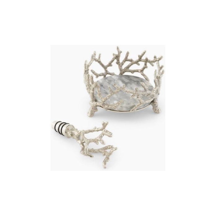 Michael Aram Ocean Reef Wine Coaster and Stopper Set
