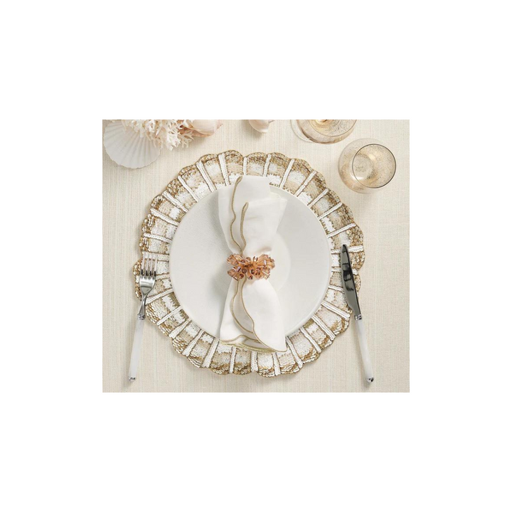 S/4 Luminance Wht/Gld Napkin