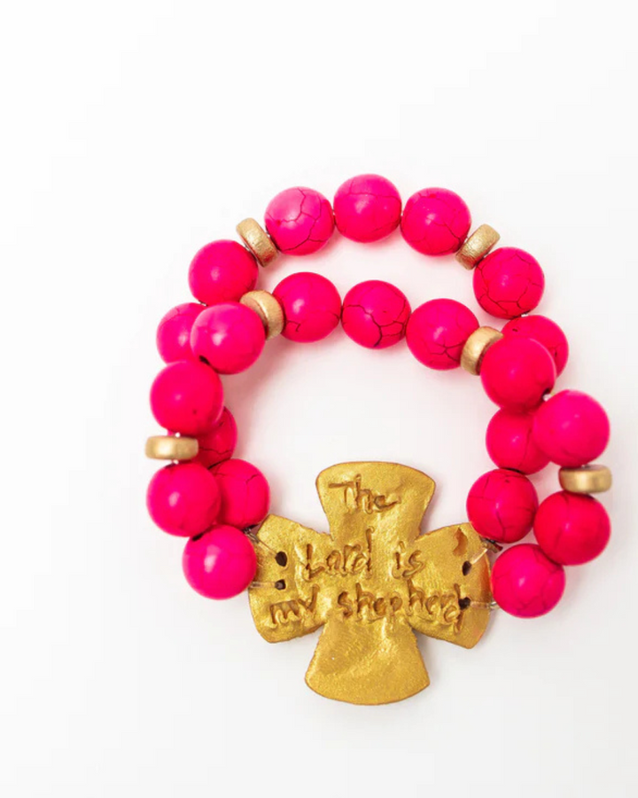 Hot Pink Jade Double Strand with Friendship Bracelet