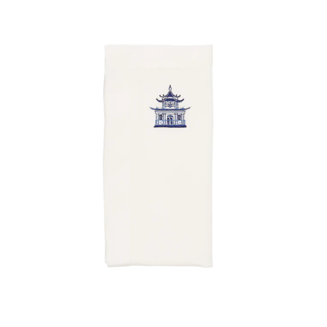 White/Blue Pagoda Napkin (set of 4)