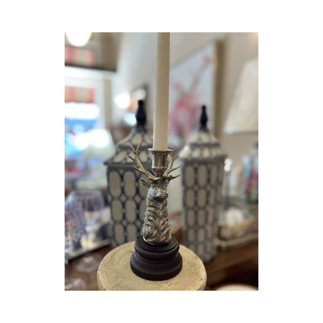 Pewter Elk Candlestick