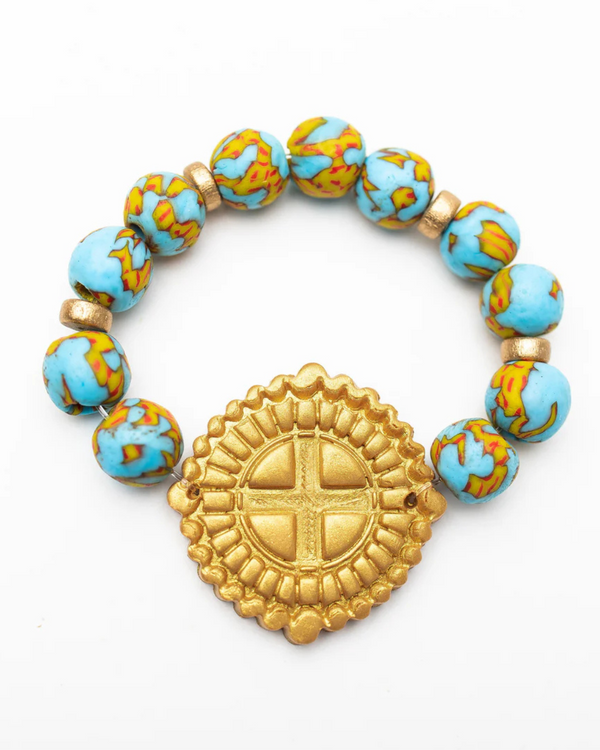 Blue and Yellow African Glass with Annette Cross